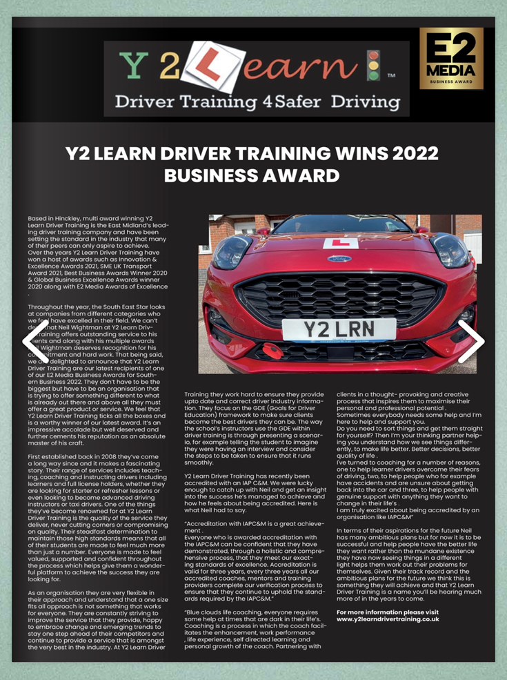 What the Business world say about Y2 Learn Driver Training 